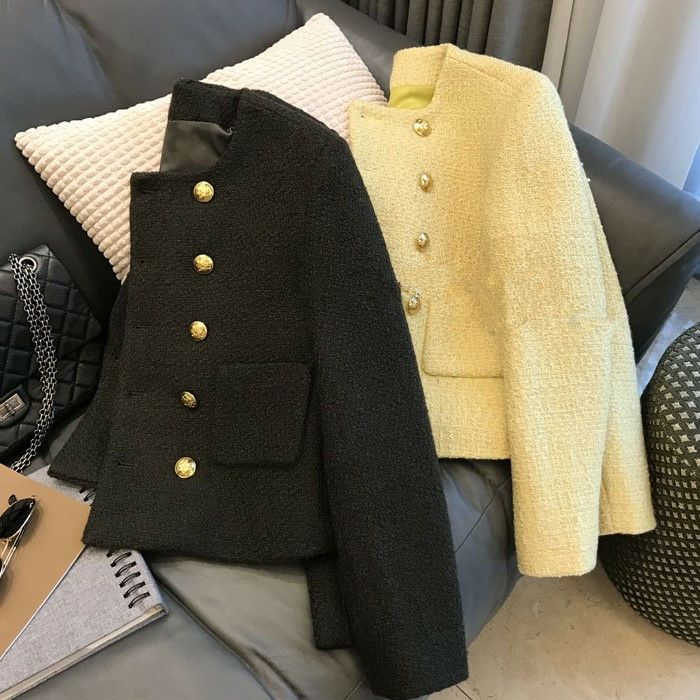 一部即納 3color ダブル ボタン ショート ツイード ジャケット | LiLiRena