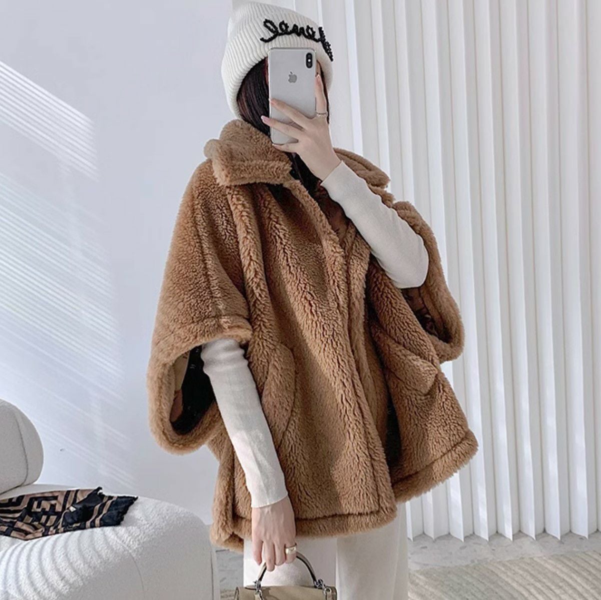 一部即納 7color WOOL ALPACA ケープ ポンチョ コート | LiLiRena