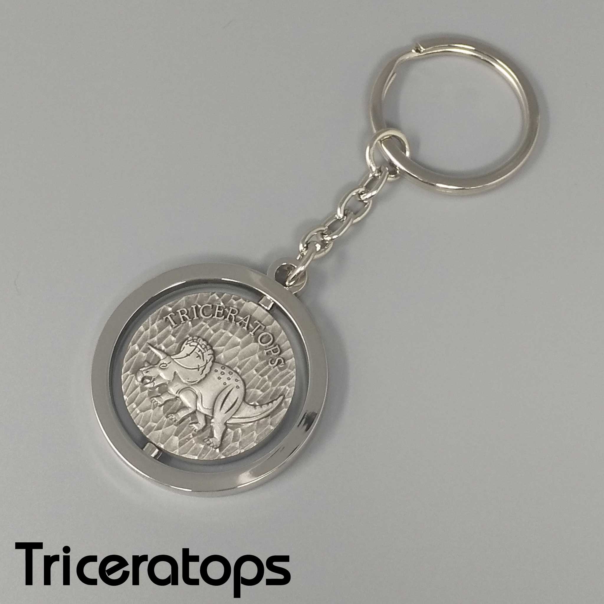テトリケラトプス スピニングキーホルダー｜メダルがくるくる回る