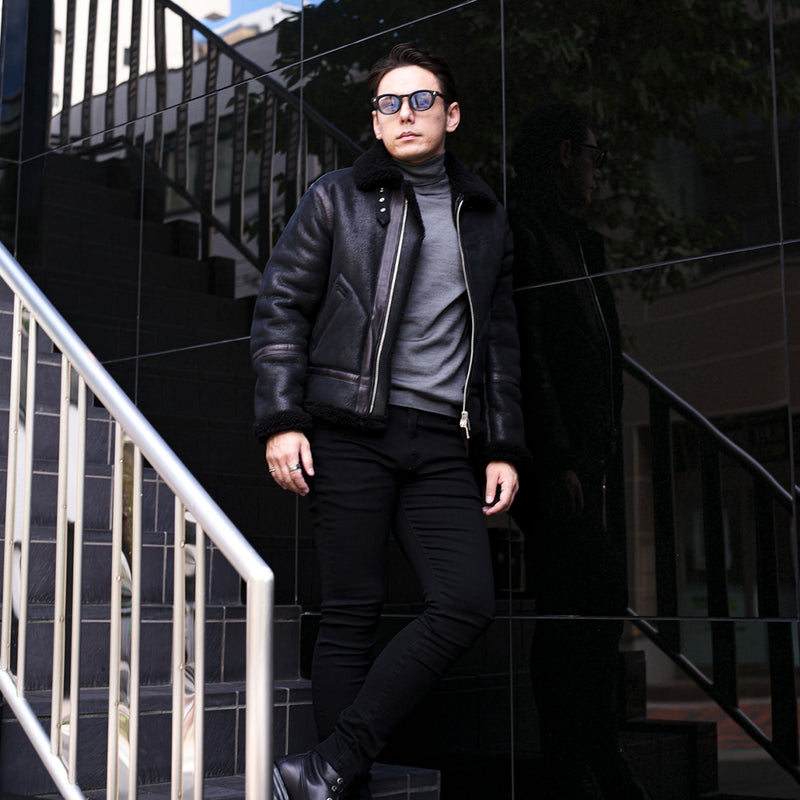 F8 B-3 ムートンフライトジャケット ブラック – MINIMAL WARDROBE