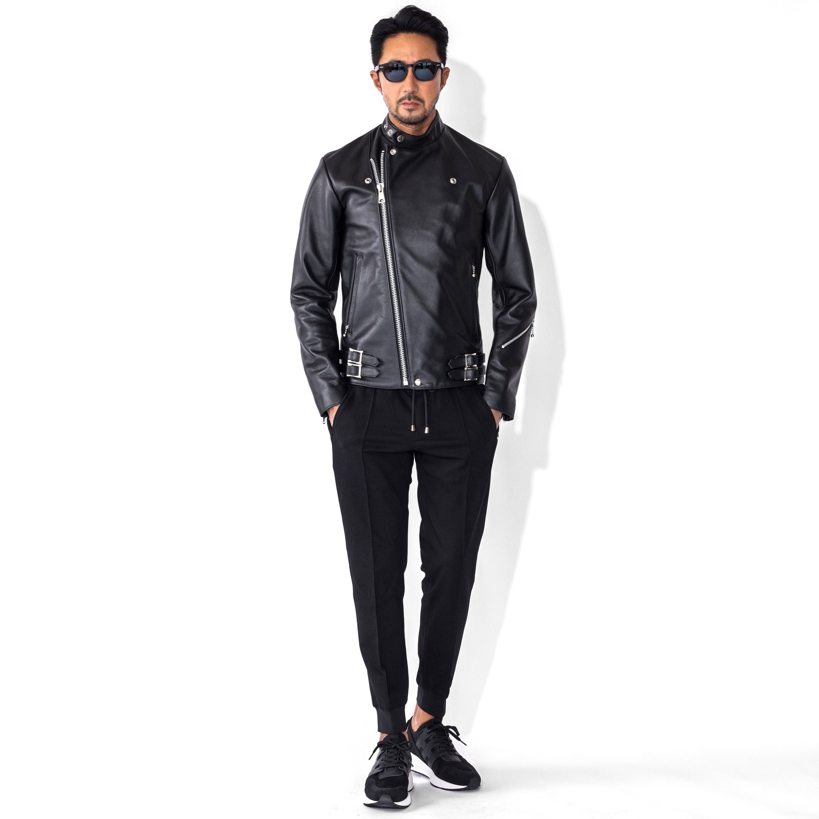 Theo カーフレザー セミダブルライダース ブラック – MINIMAL WARDROBE