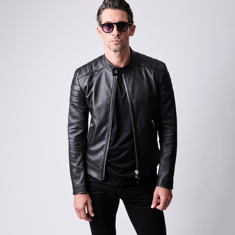 1PIU1UGUALE3 × FIXER】 ストレッチレザーシングルライダース