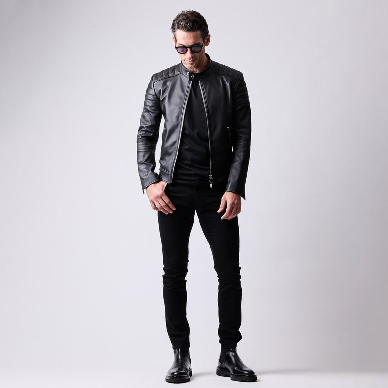 1PIU1UGUALE3 × FIXER】 ストレッチレザーシングルライダース