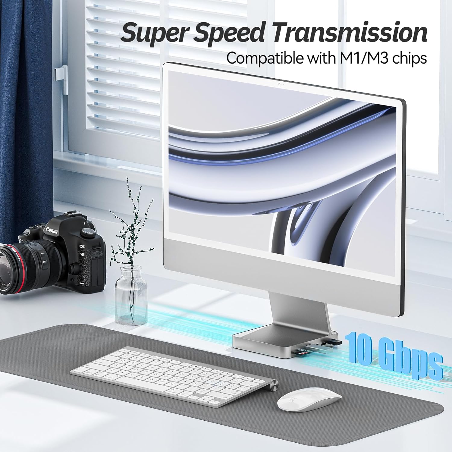 10Gbps Minisopuru iMac USB Hub For 24-inch Accessories【Silver】
