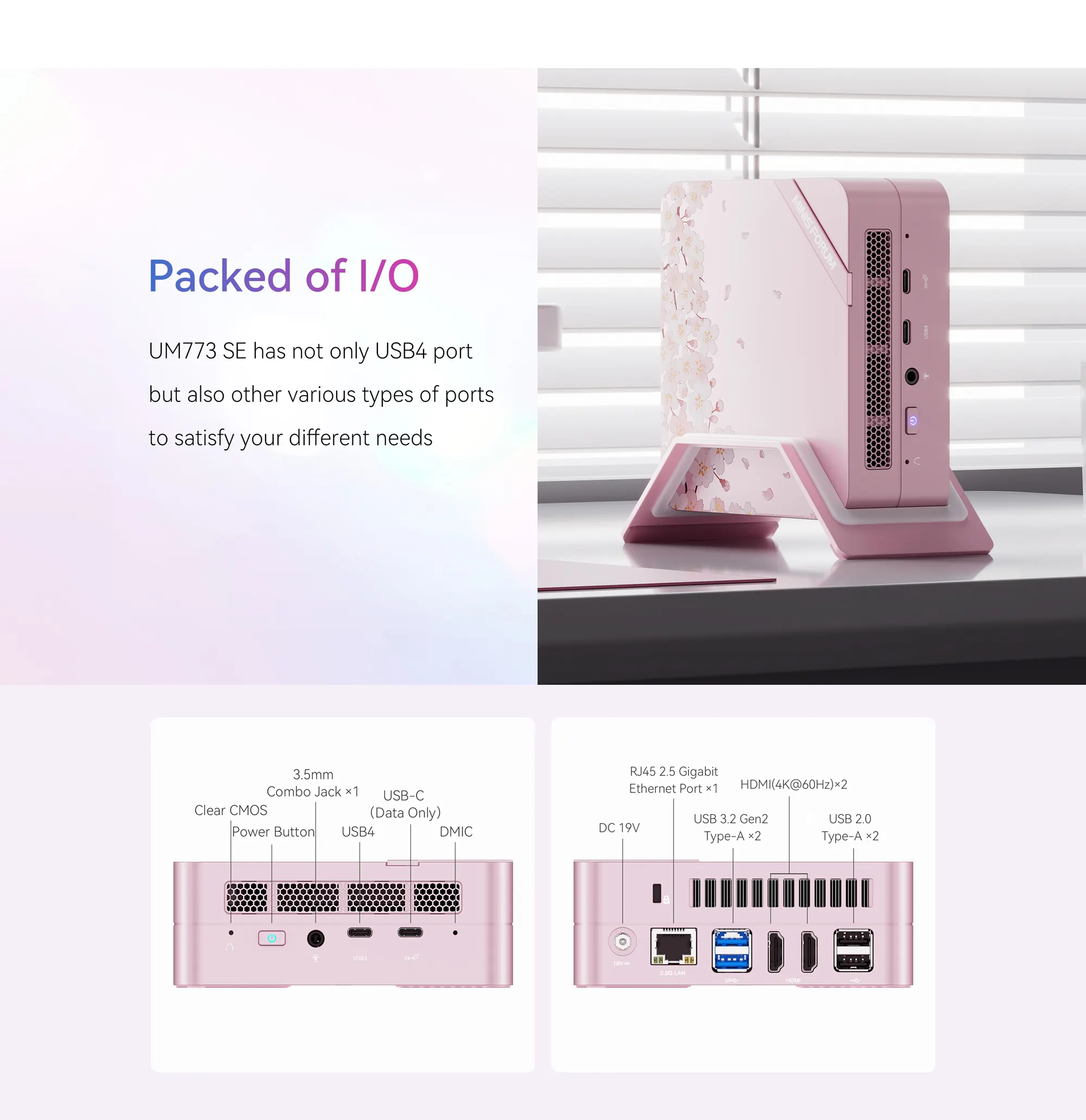 Minisforum UM773 SE Sakura Edition AMD Ryzen™ 7 7735HS – Mini pcs