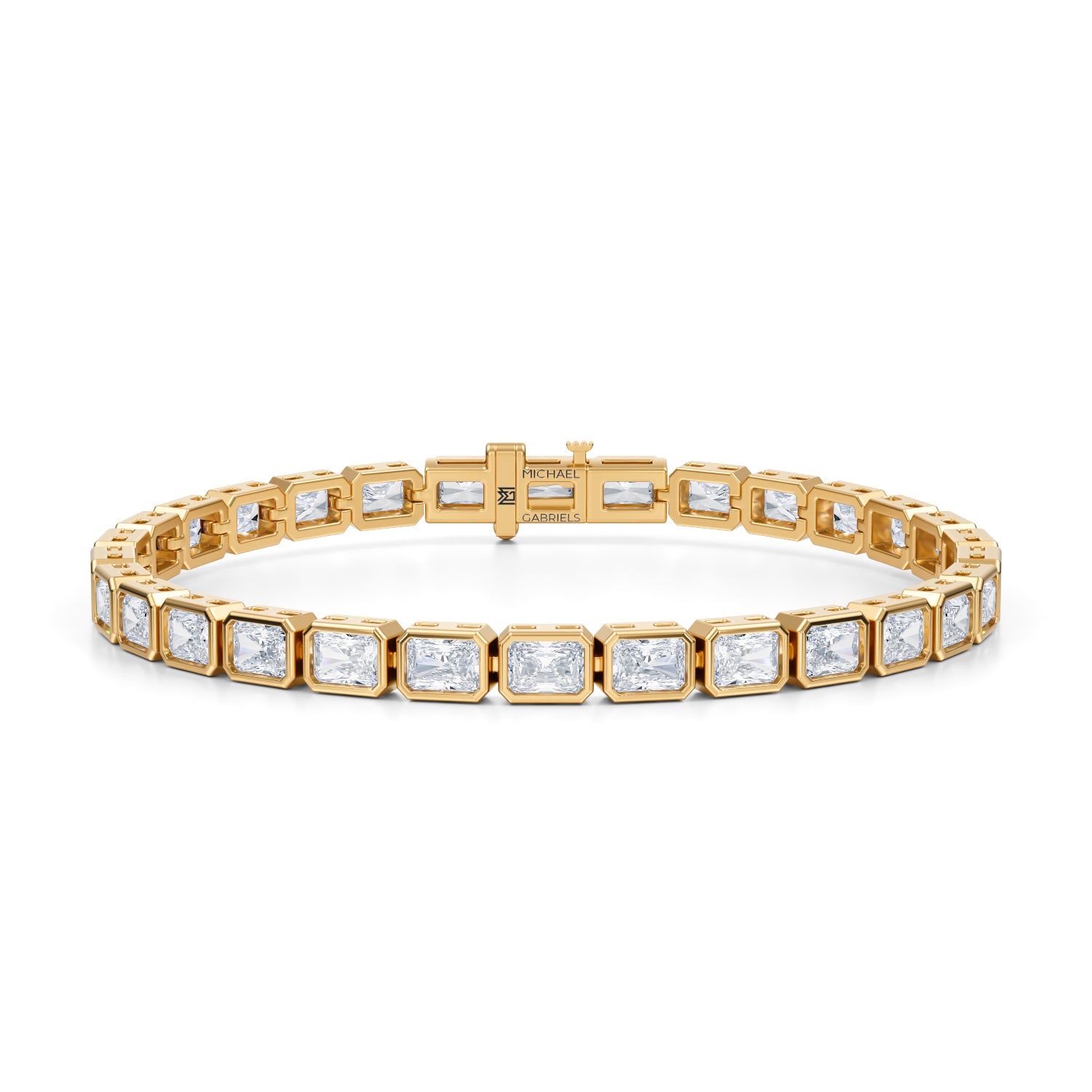 10 Carat Radiant Bezel Lab Grown Diamond Tennis Bracelet