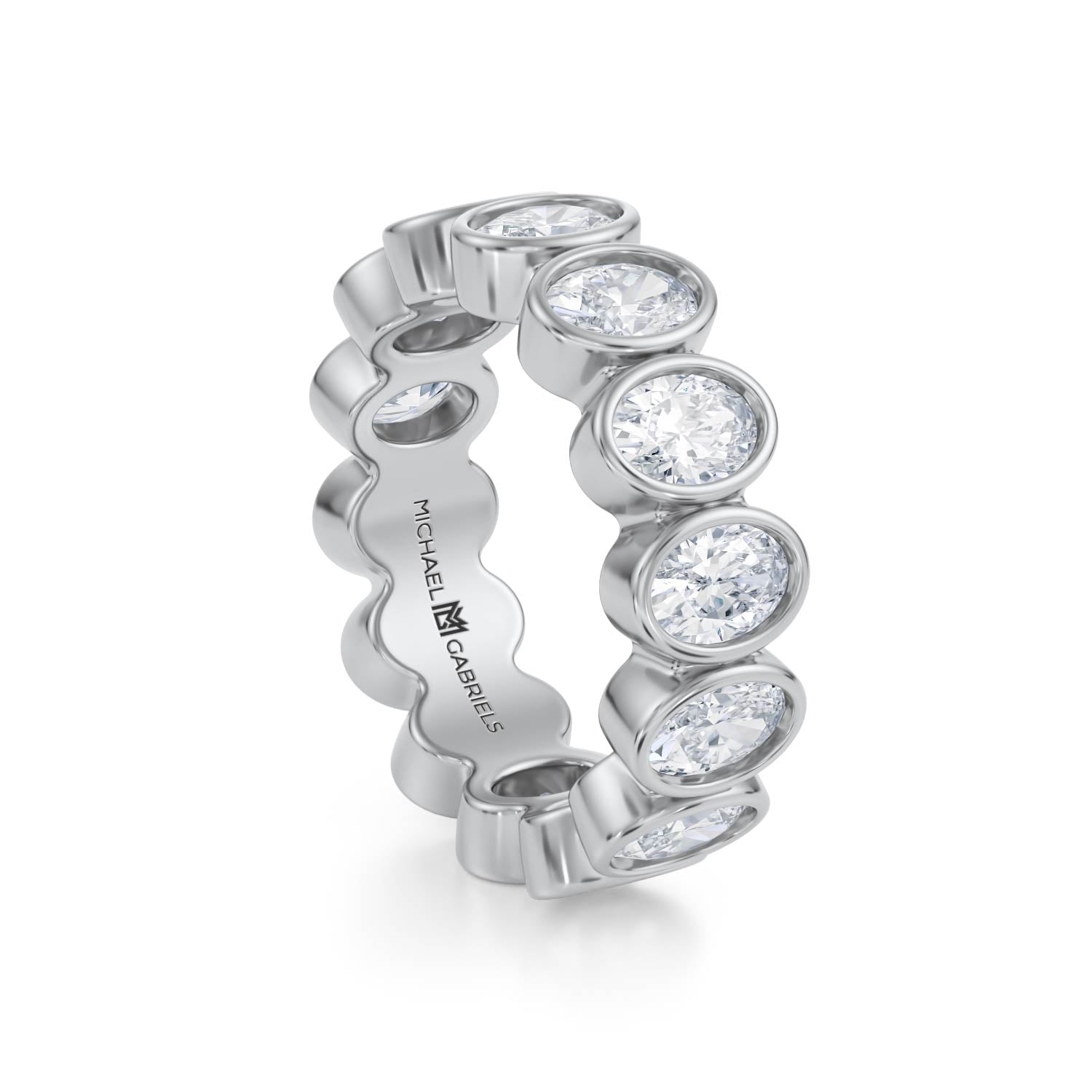 Oval Bezel Diamond Vertical Band - Small | Michael Gabriels
