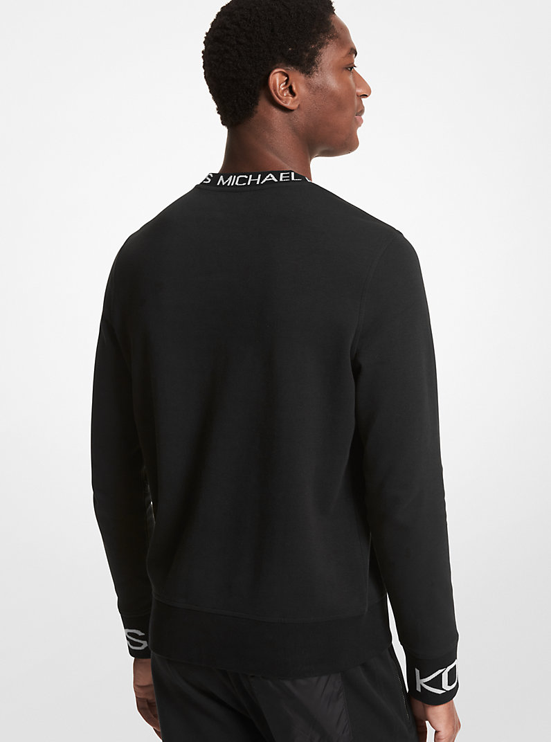 Logo Tape Cotton Blend Sweater in BLACK - Sale | Michael Kors