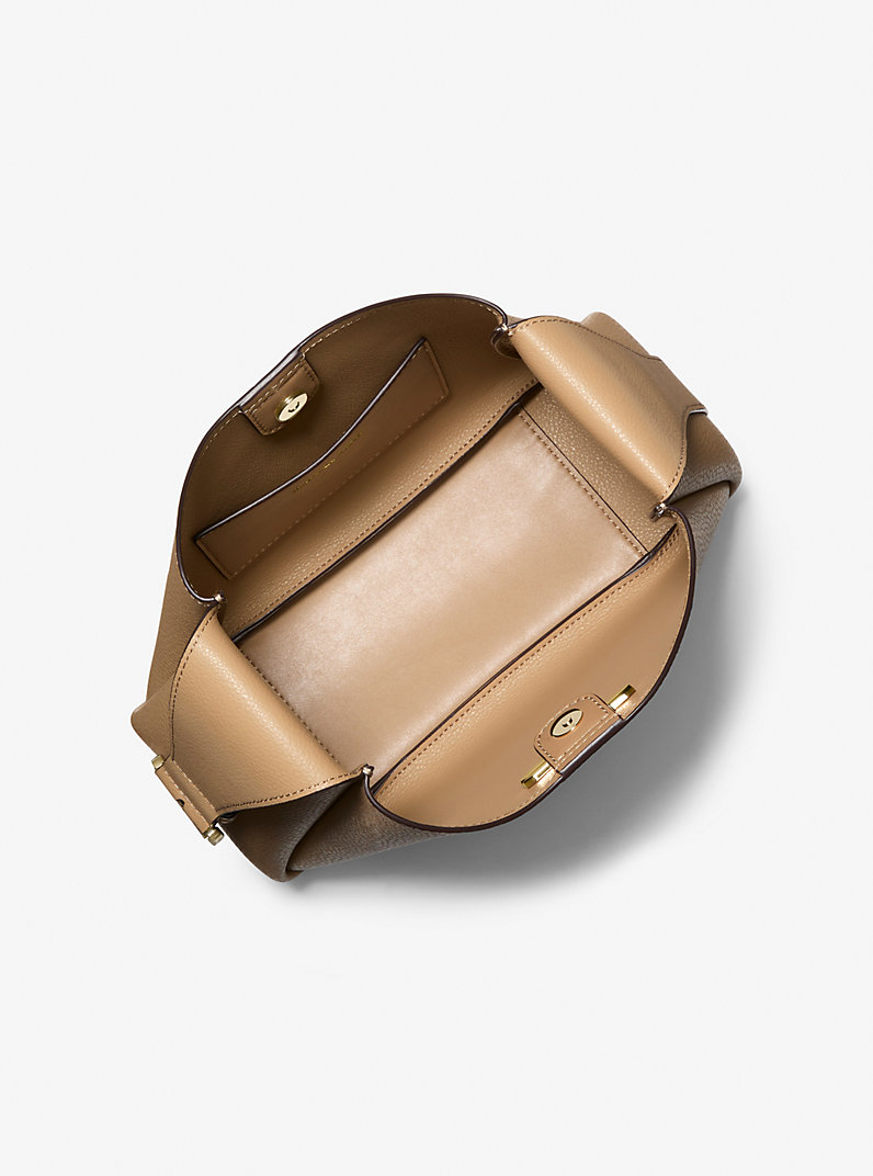 Birch Medium Pebbled Leather Messenger Bag in CAMEL | Michael Kors