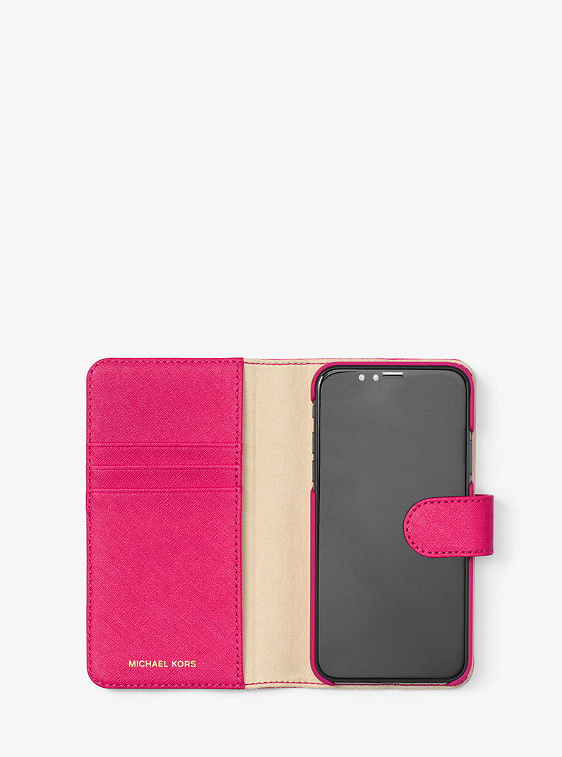 Saffiano Leather Folio Phone Case for iPhone X | Michael Kors [US]
