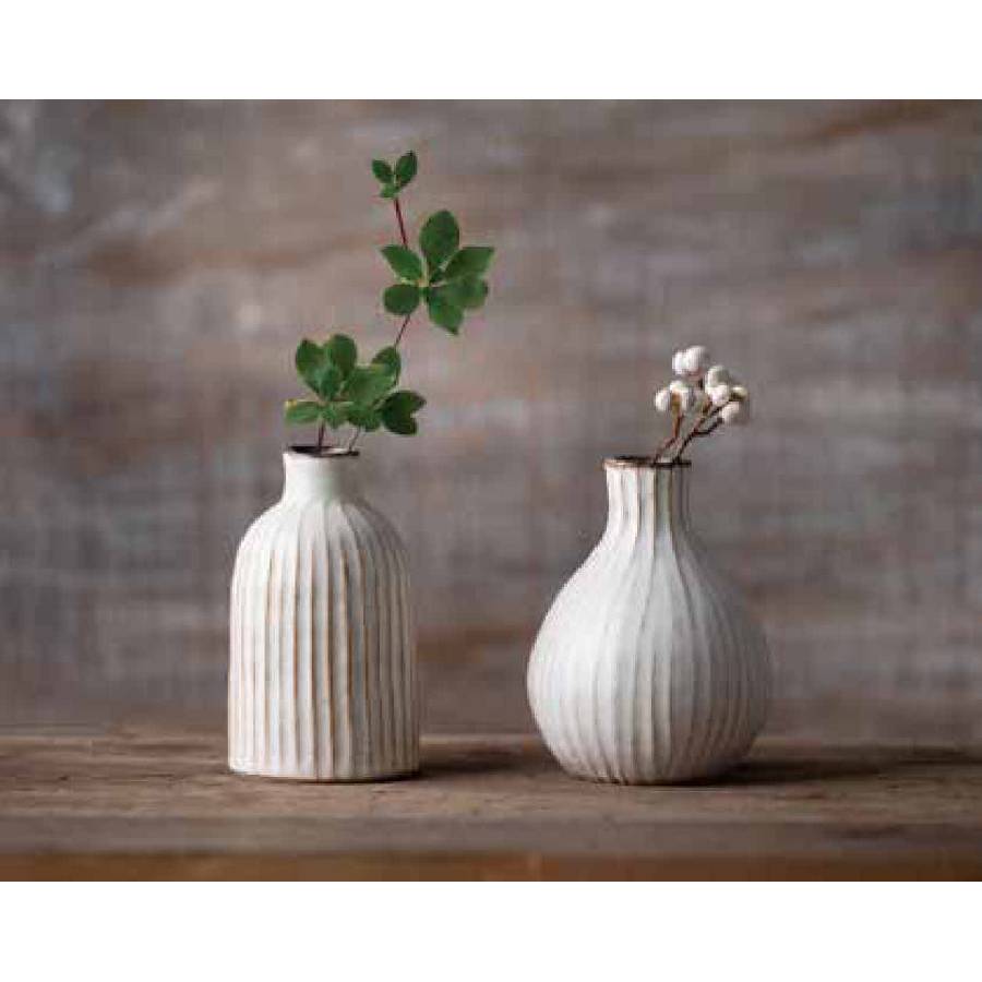 わかさま陶芸＞益子焼 一輪挿しペア 雅（アイボリー） | 栃木県益子町