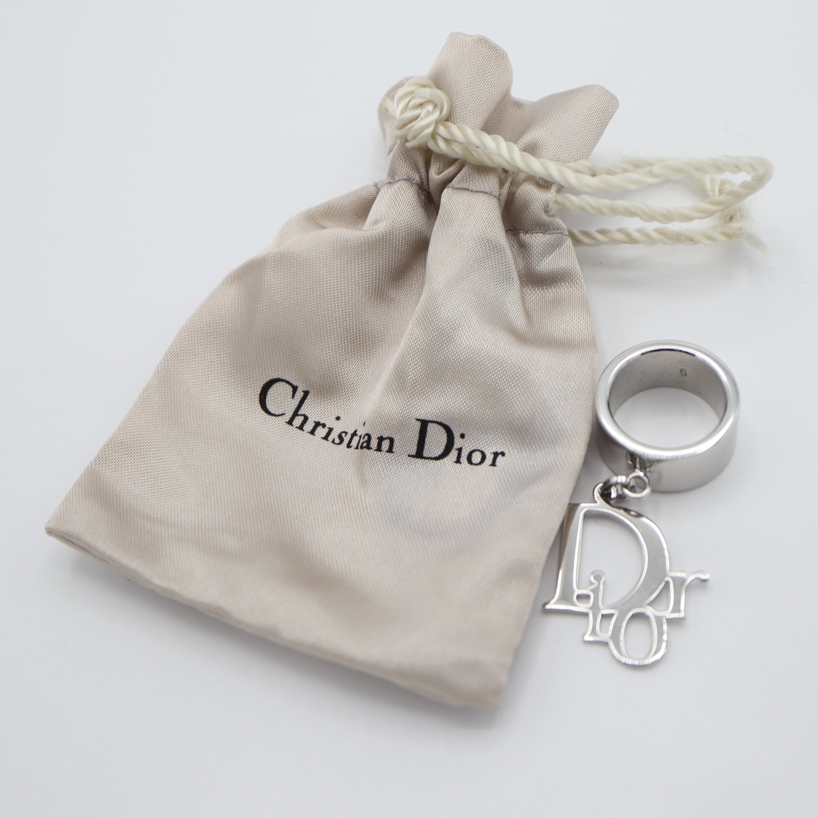 Christian Dior ディオール リング 指輪 チャーム ロゴ サイズ6 約10.5