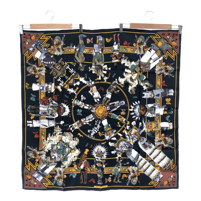 美品 エルメス HERMES カレ90 Kachinas カチナ 民族 スカーフ シルク