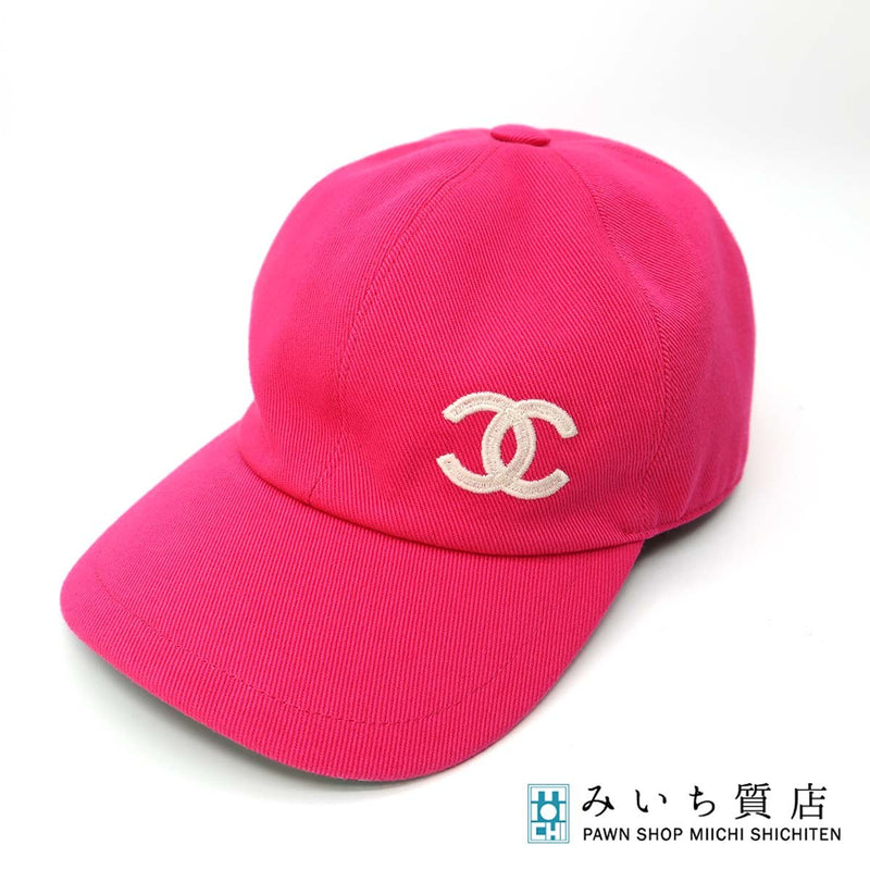 未使用 シャネル CHANEL キャップ ピンク キャンバス 帽子 綿100