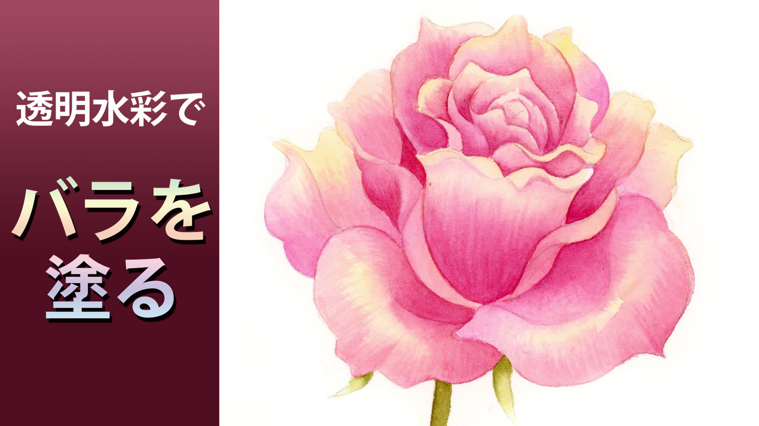 透明水彩絵の具で薔薇を塗る【動画付】 | 奥田みき・光の幻想アート