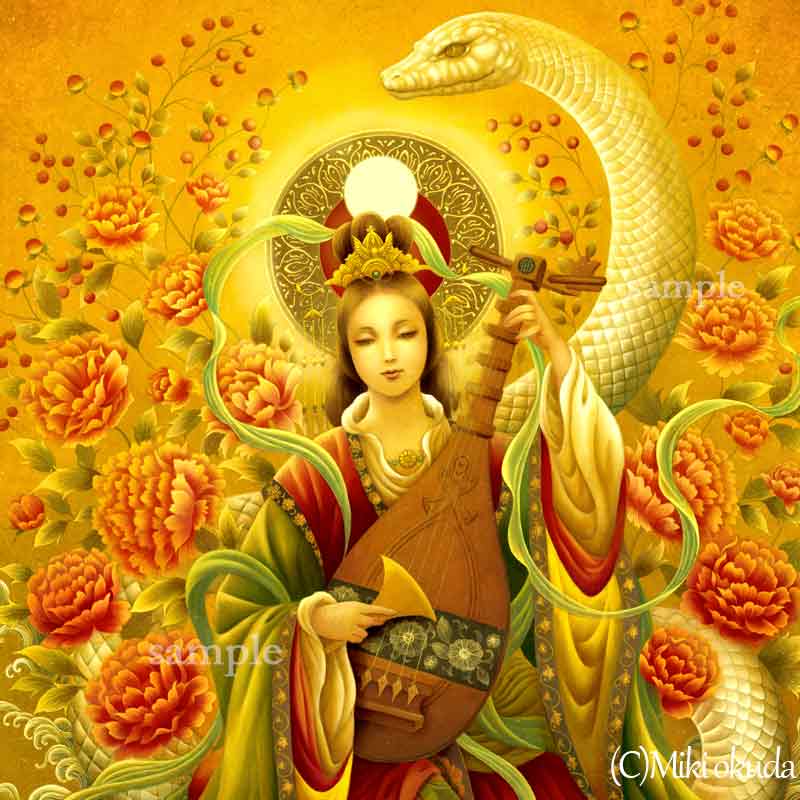 白蛇弁才天｜変化と豊かさを守護する女神 − 神仏画ジクレー作品解説