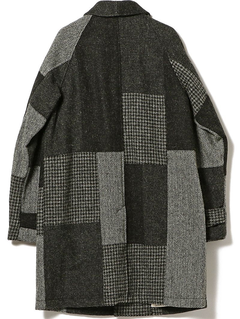 Beams Plus Bal Collar Coat Harris Tweed Patchwork - Mildblend