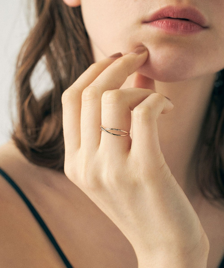 ミストピンク] K10MPG クロス リング（710985） ｜ women（ウィメンズ