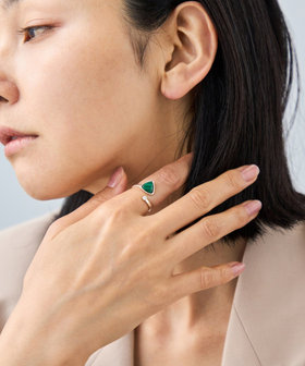 フォークリング] マラカイト×ジルコニア（025101） ｜ women