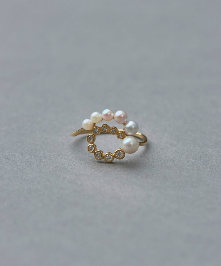 K18YG スケール パール/ダイヤモンド リング（202001） ｜ women