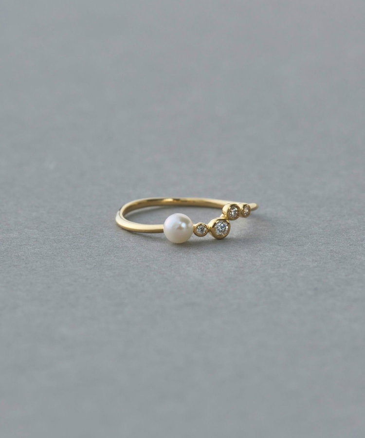 K18YG スケール パール/ダイヤモンド リング（202002） ｜ women