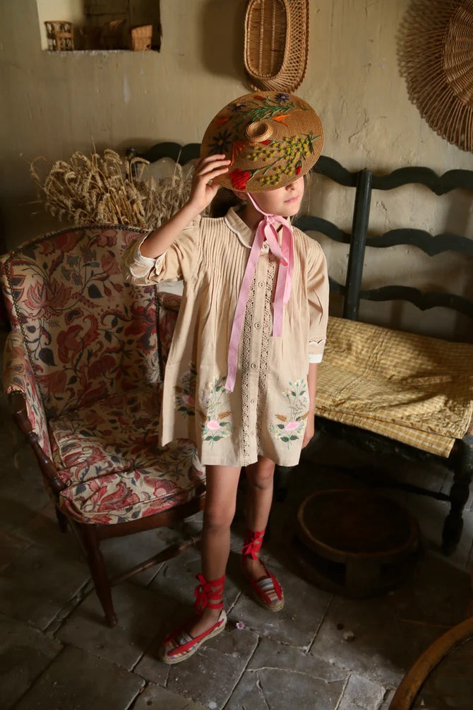 BONJOUR DIARY EMBROIDERED MADELEINE TUNIC / SAND - Milk + Bots