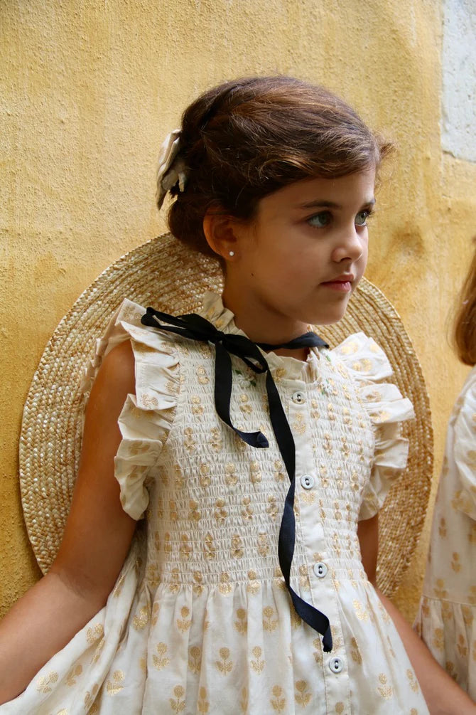 BONJOUR DIARY IBIZA LONG DRESS / GOLDEN FLOWER IVORY - Milk + Bots