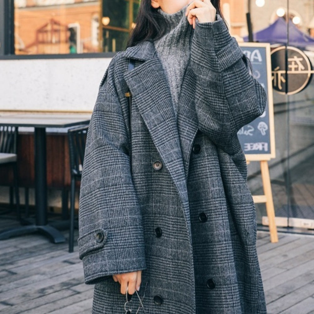 ダブルボタンチェック柄コート｜オフィスカジュアル レディース 通販