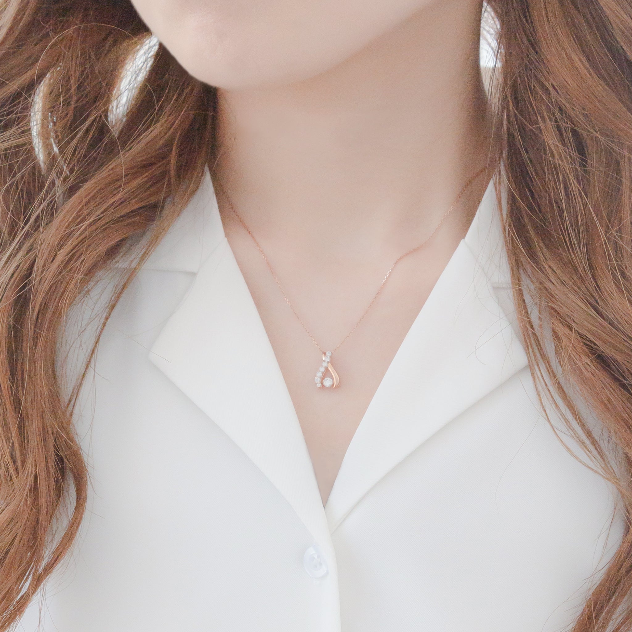 シルバー ピンクゴールドメッキ キュービックジルコニア ダンシング