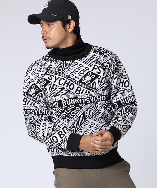 GOLF]総柄フォントロゴ オリジナルジャガードニット｜サイコバニーの