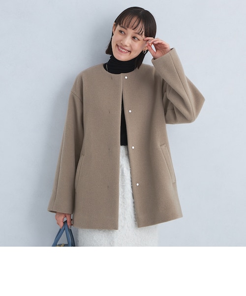 SENTDALE WOOL セントデールウール ノーカラー ミドル コート