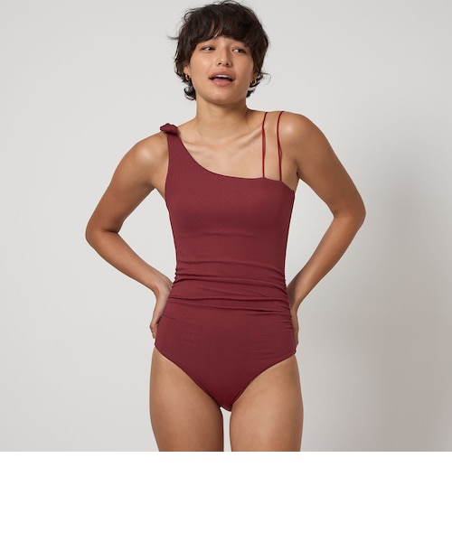 ジョーゼット風 バックオープン オールインワン スイムウェア / 水着