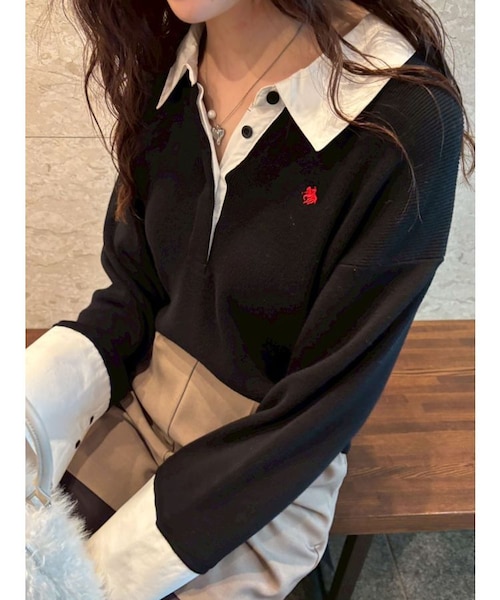 POLO BCSコラボ】シャツカラーカフスニットプルオーバー｜ラグナムーン