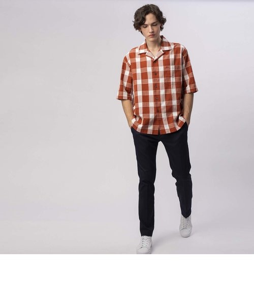 ブロックチェックオープンカラーシャツ｜ラコステの通販｜&mall