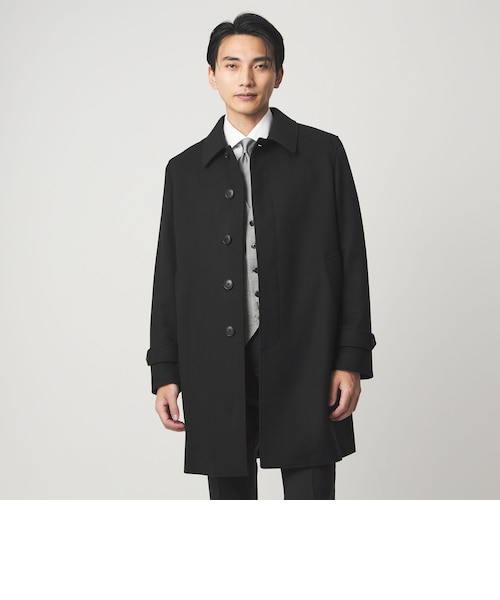 ウールカシミヤ バルカラーコート ステンカラーコート｜グリーン