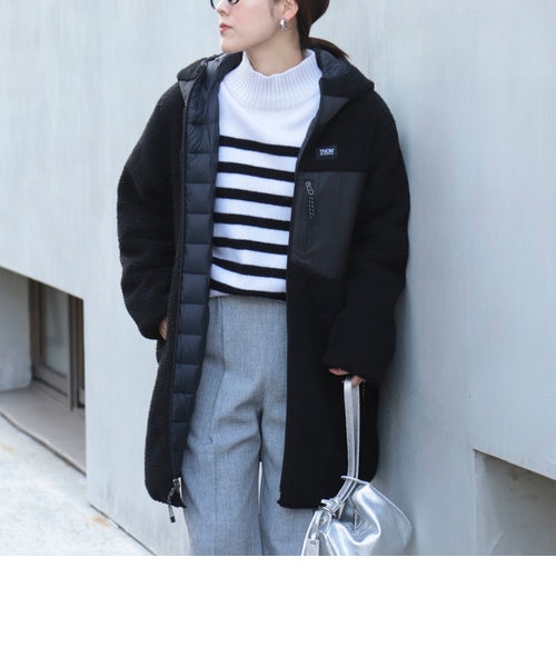 ◇【WEB限定】【TAION/タイオン】別注ボア×ダウンフードコート