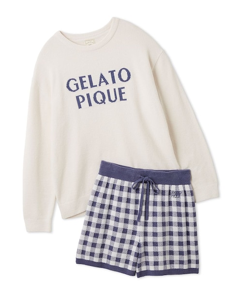 WhiteDay】ロゴプルオーバー&チェックショートパンツセット