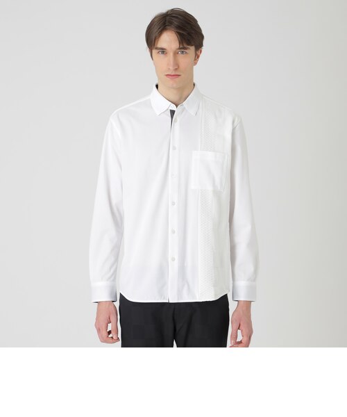 シャドーチェックニットドッキングシャツ｜ブルーレーベルブラック