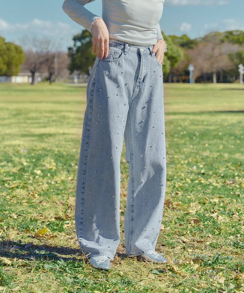 ビジューデザインデニムパンツ｜ティティベイトの通販｜&mall（アンド