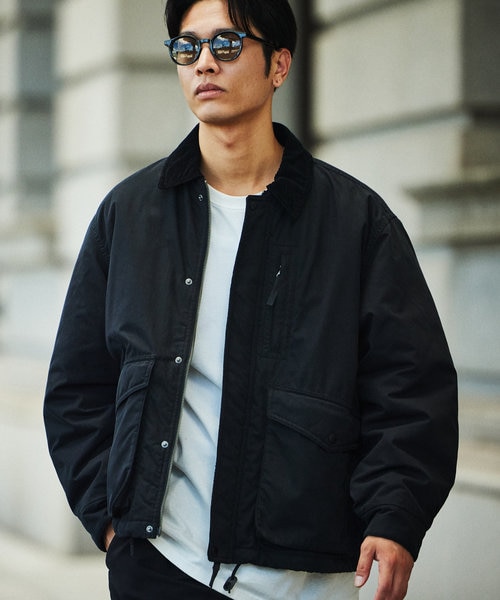 襟コーデュロイ切り替え コットン ナイロンブルゾン/フィッシング