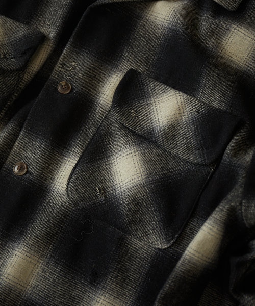 久遠×hxcyyd（エクシード） ダメージオンブレチェックシャツ