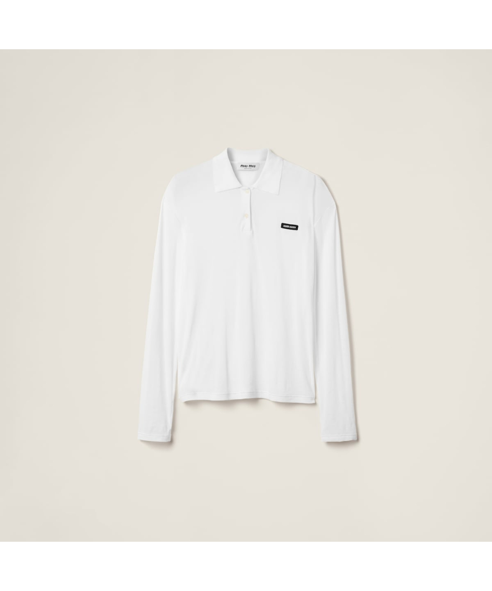 MIU MIU/ミュウミュウ通販 | 刺繍ロゴ入り ジャージー リブ編み トップ