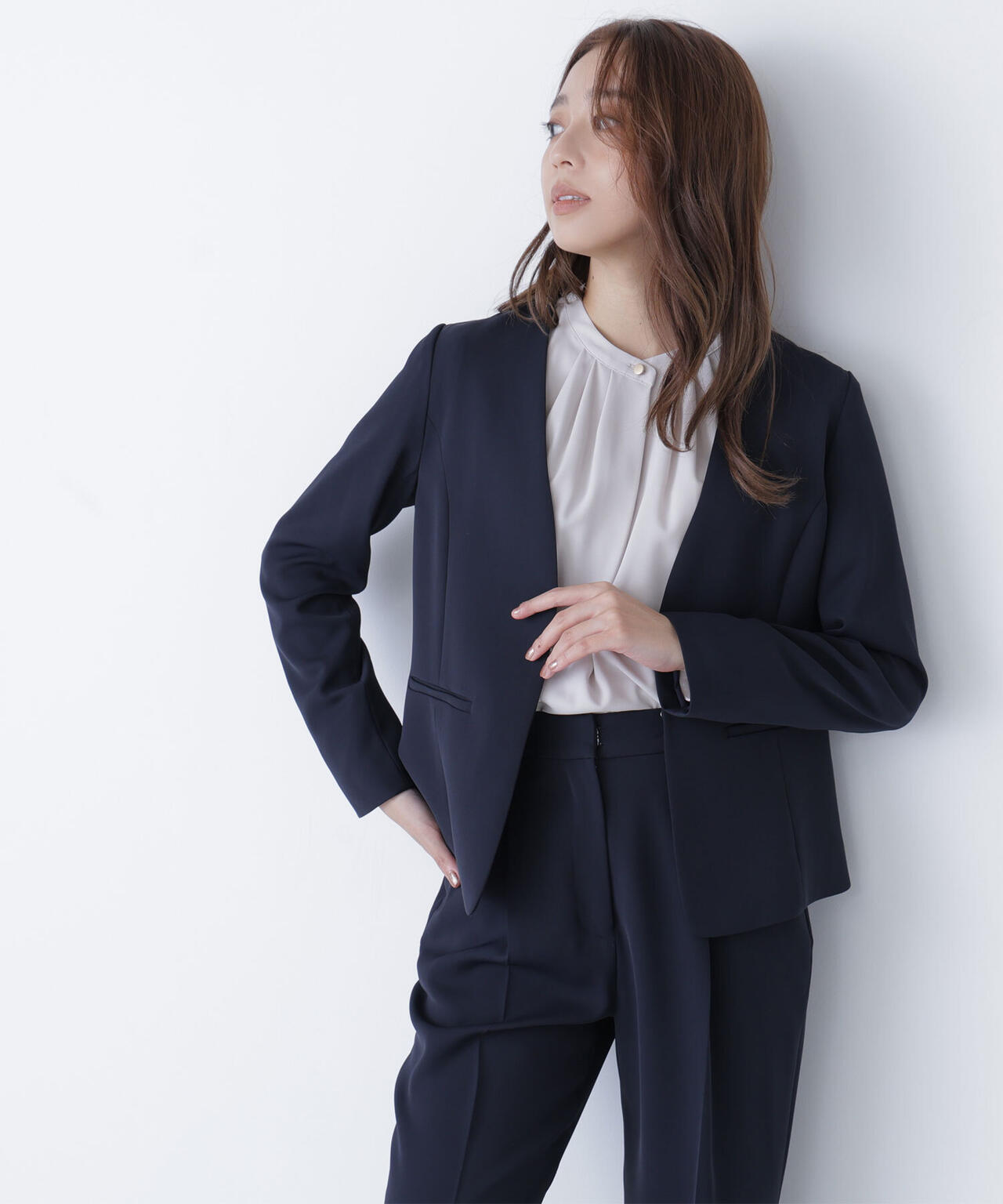 ストレッチツイルセットアップシリーズ ノーカラージャケット