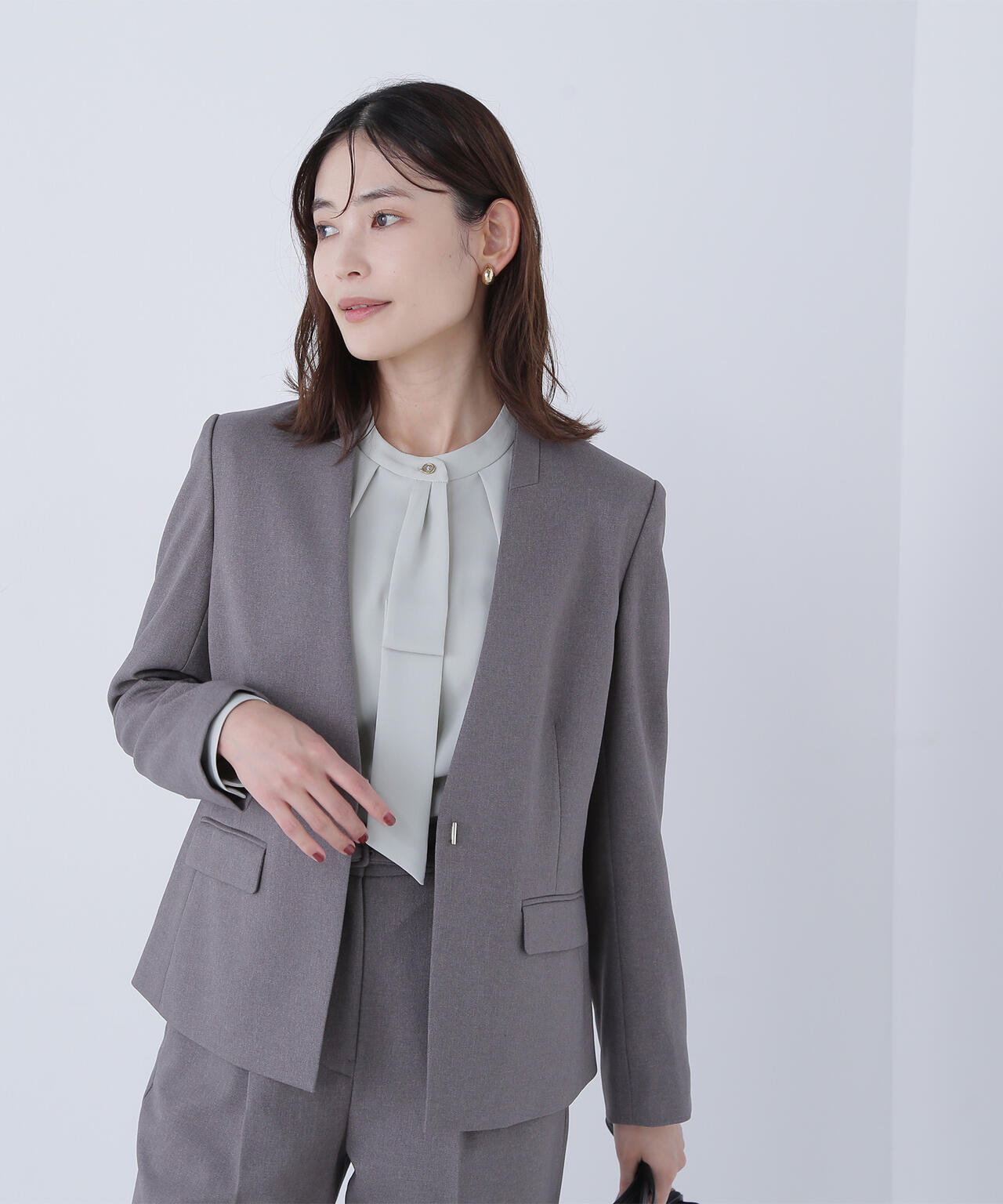 ウーステッドライクツイル SETUP ノーカラージャケット | NATURAL