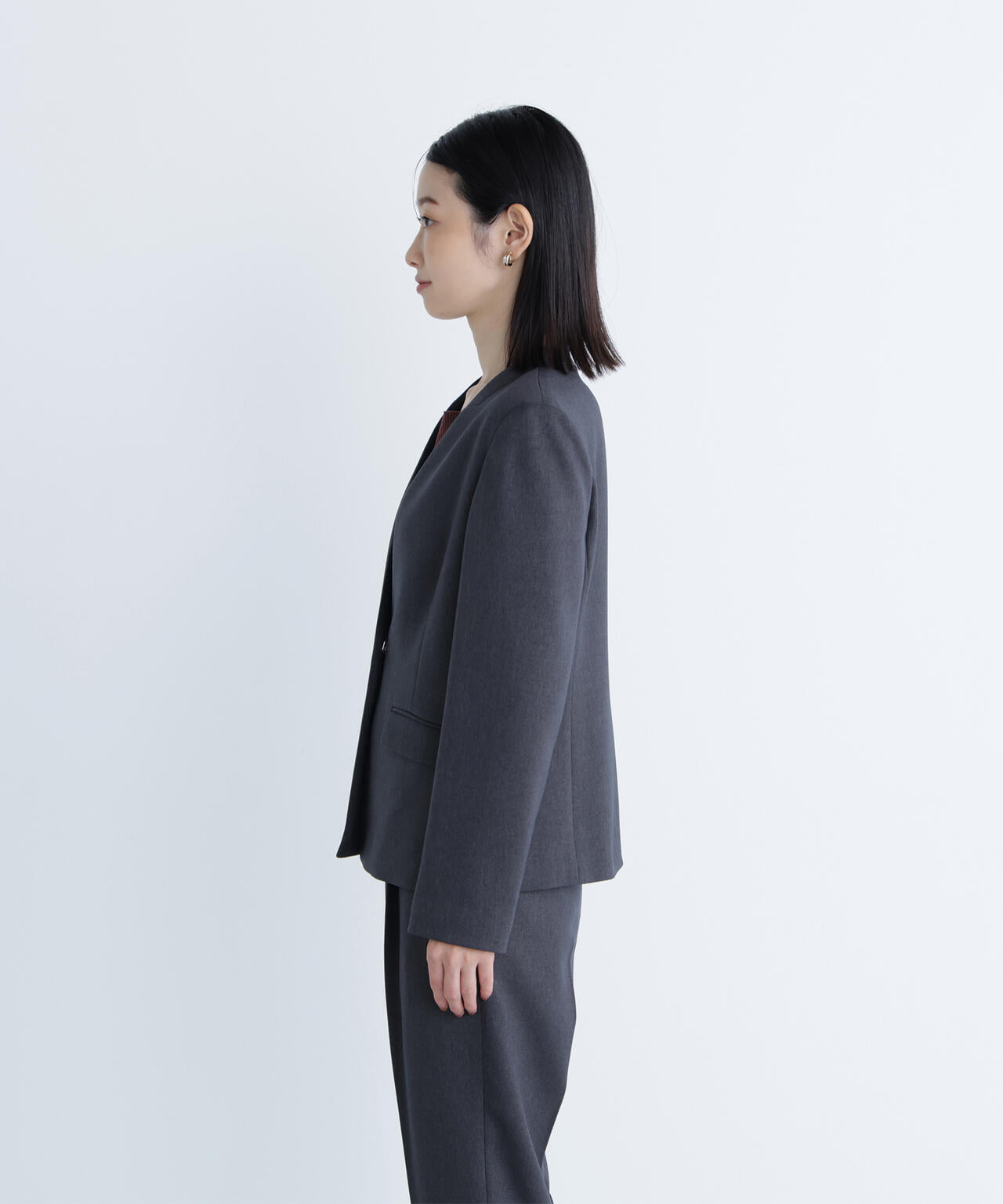 ウーステッドライクツイル SETUP ノーカラージャケット | NATURAL