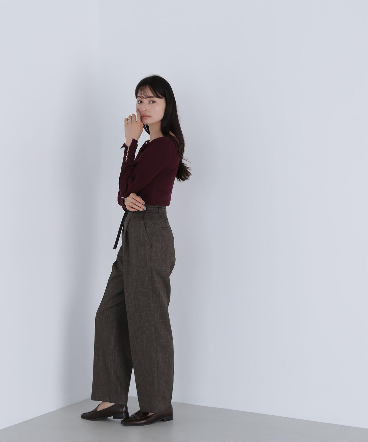 シャークスキン SETUPストレートテーパードパンツ | NATURAL BEAUTY