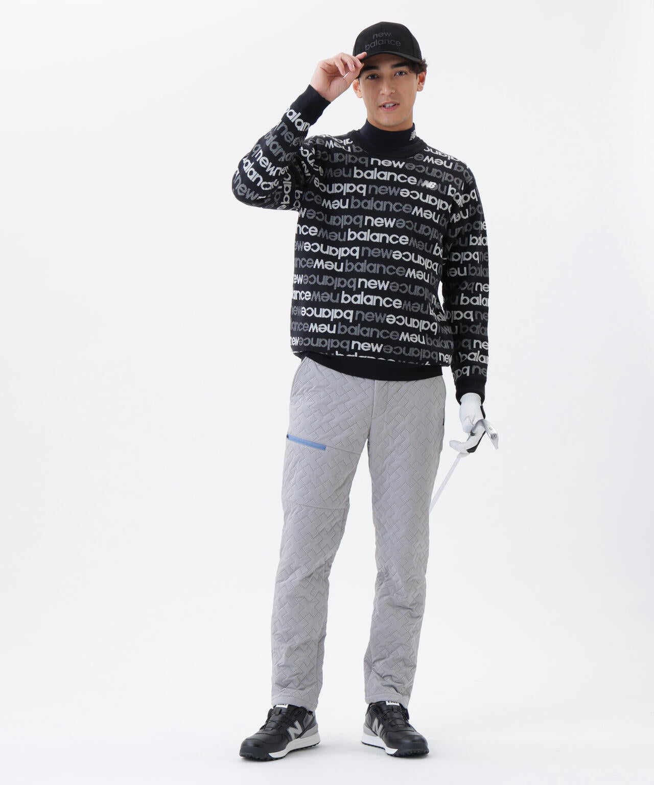 アップサイドダウンロゴボーダー 吸湿発熱 クルーネック ニット プル