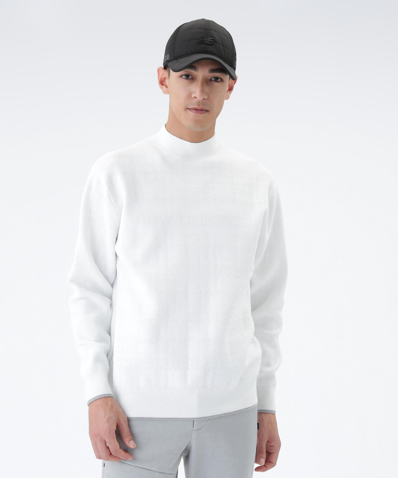 グレンチェック柄 モックネック ニット プルオーバー (MENS) | new