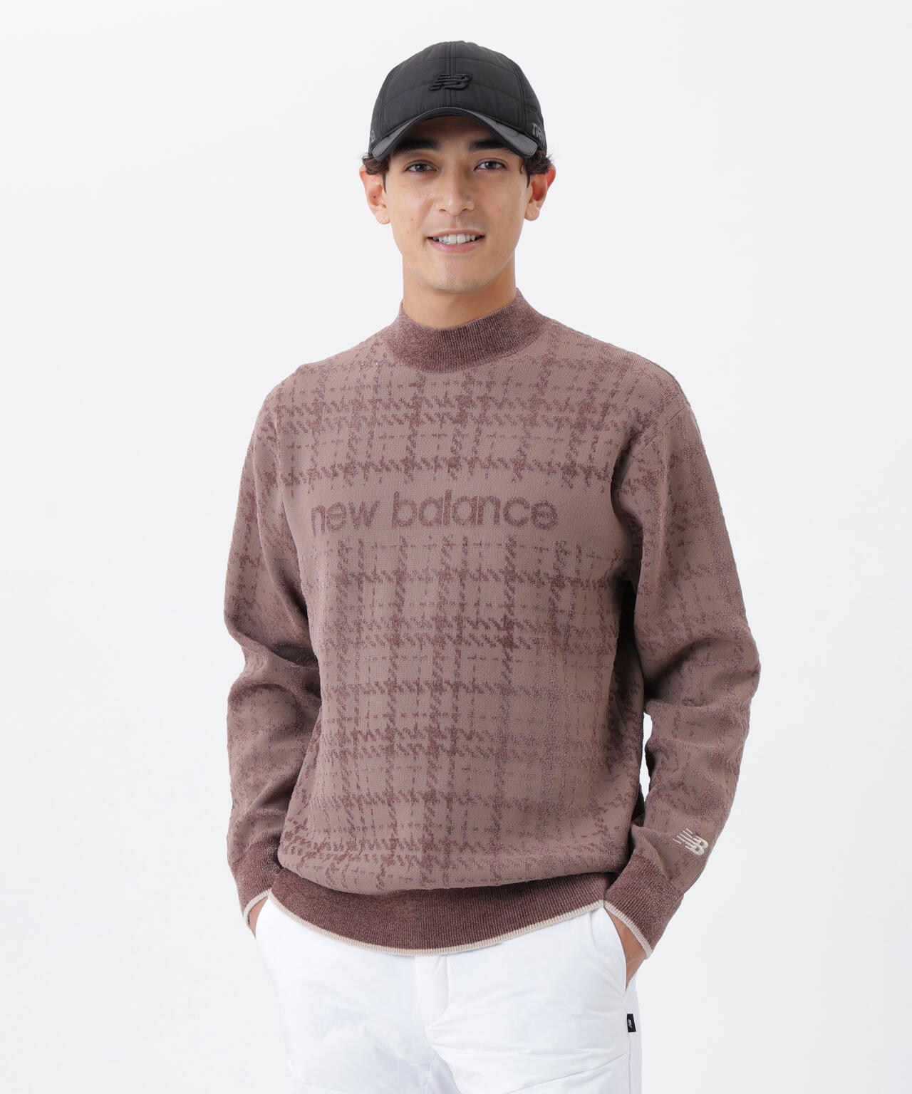 グレンチェック柄 モックネック ニット プルオーバー (MENS) | new