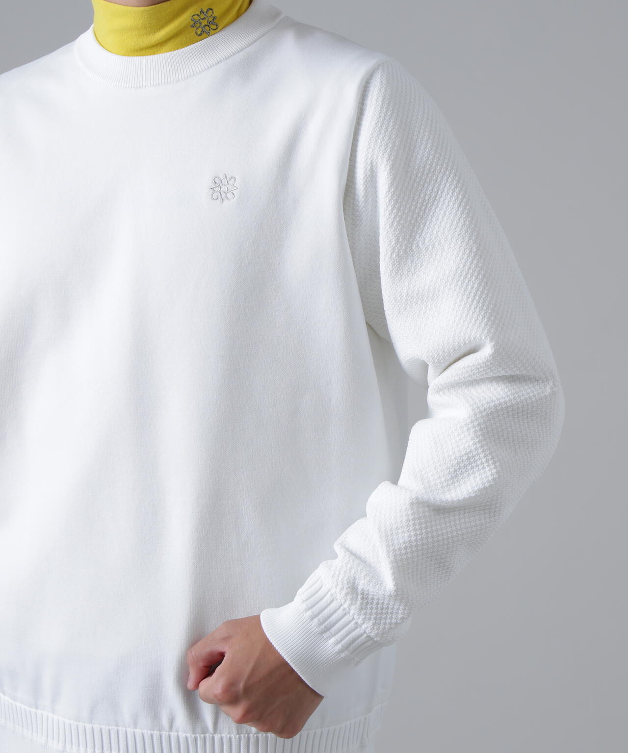 12G天竺×リンクス裏地付きクルーネックニットプルオーバー (MENS) | St